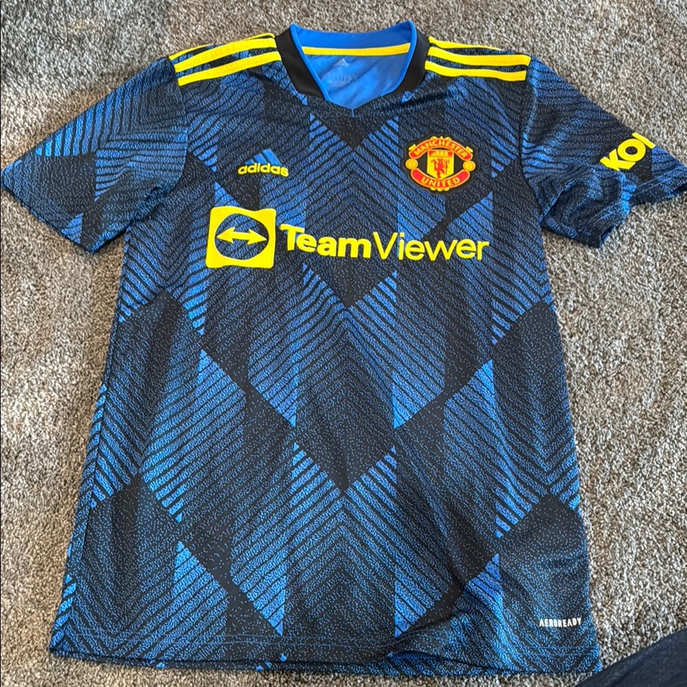 Manchester United Adidas Blue and Yellow Jersey
